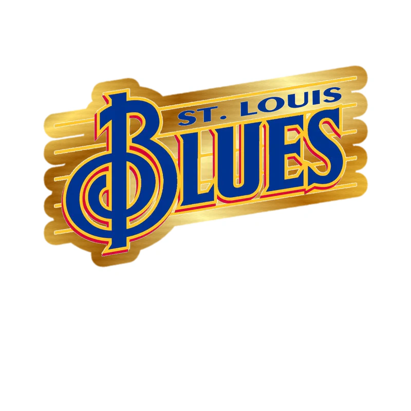 St Louis Blues - Name With Lines - Gold Chrome Vinyl Sticker - Custom Size