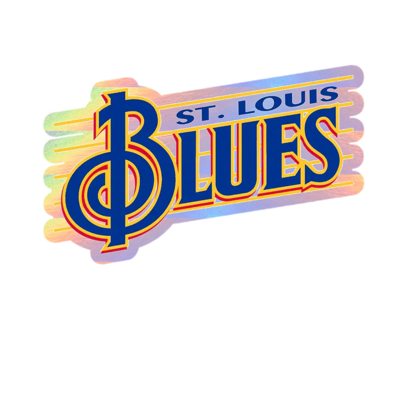 St Louis Blues - Name With Lines - Holographic Vinyl Sticker - Custom Size