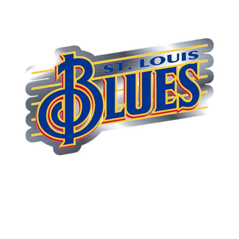 St Louis Blues - Name With Lines - Silver Chrome Vinyl Sticker - Custom Size
