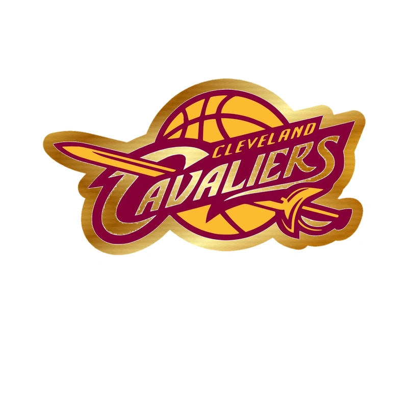 Cleveland Cavaliers - Gold Basketball With Name - Gold Chrome Vinyl Sticker - Custom Size