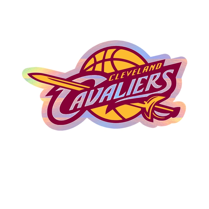 Cleveland Cavaliers - Gold Basketball With Name - Holographic Vinyl Sticker - Custom Size
