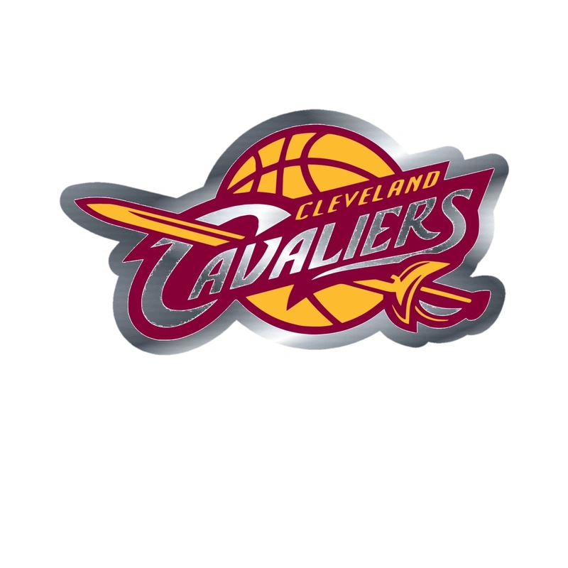 Cleveland Cavaliers - Gold Basketball With Name - Silver Chrome Vinyl Sticker - Custom Size