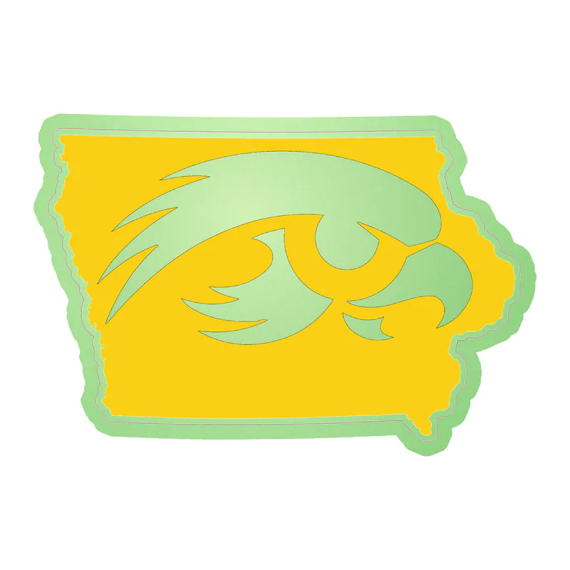 Iowa Hawkeyes - Yellow State - Glow in the Dark Vinyl Decal - Custom Size