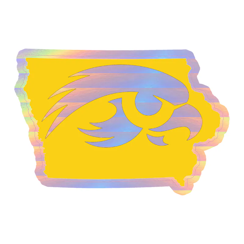 Iowa Hawkeyes - Yellow State - Holographic Vinyl Decal - Custom Size