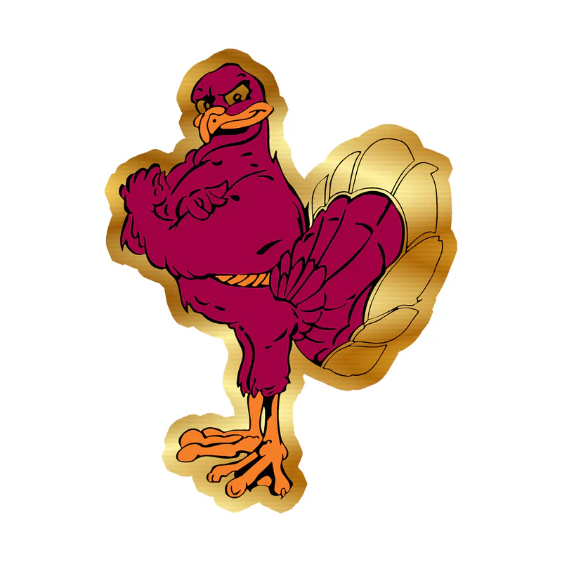 Virginia Tech Hokies - Image 2 - Gold Chrome Vinyl Decal - Custom Size