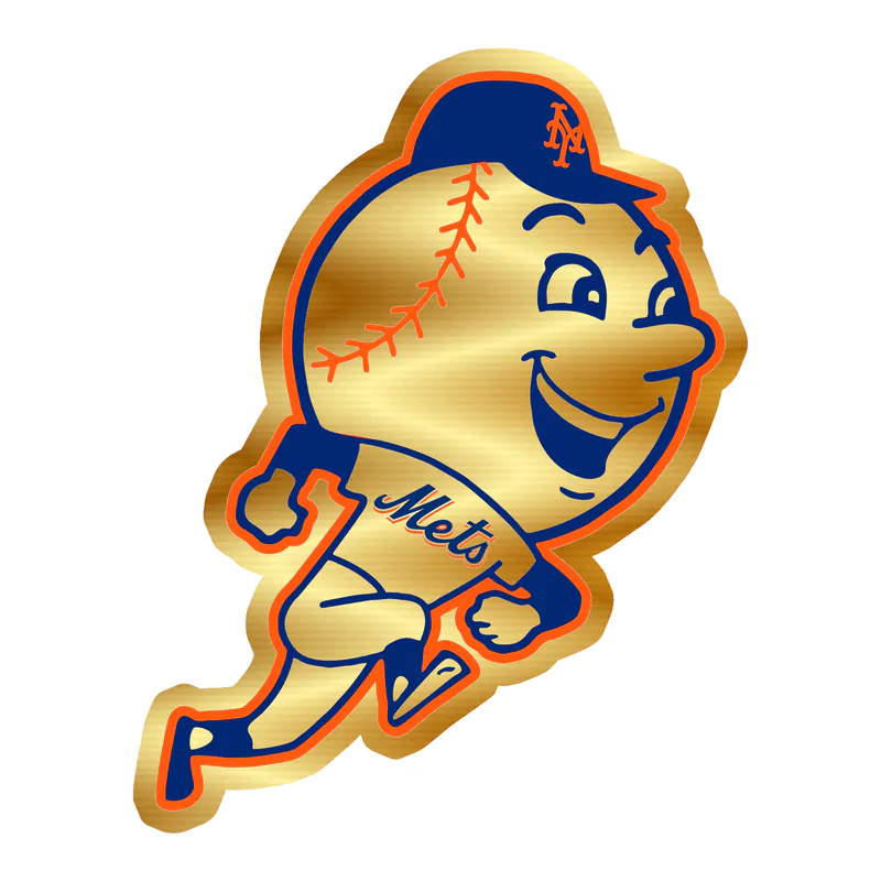 New York Mets - Mr. Met - Gold Chrome Vinyl Sticker - Custom Size