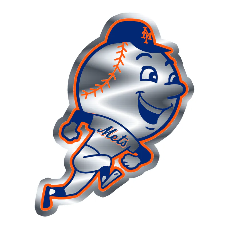 New York Mets - Mr. Met - Silver Chrome Vinyl Sticker - Custom Size