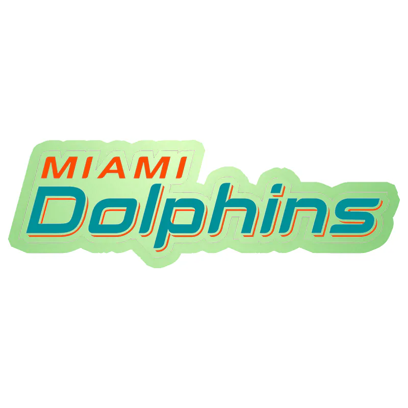 Miami Dolphins - Lettering - Image 1 - Glow in the Dark Vinyl Sticker - Custom Size