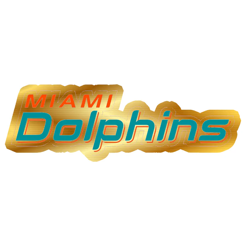 Miami Dolphins - Lettering - Image 1 - Gold Chrome Vinyl Sticker - Custom Size