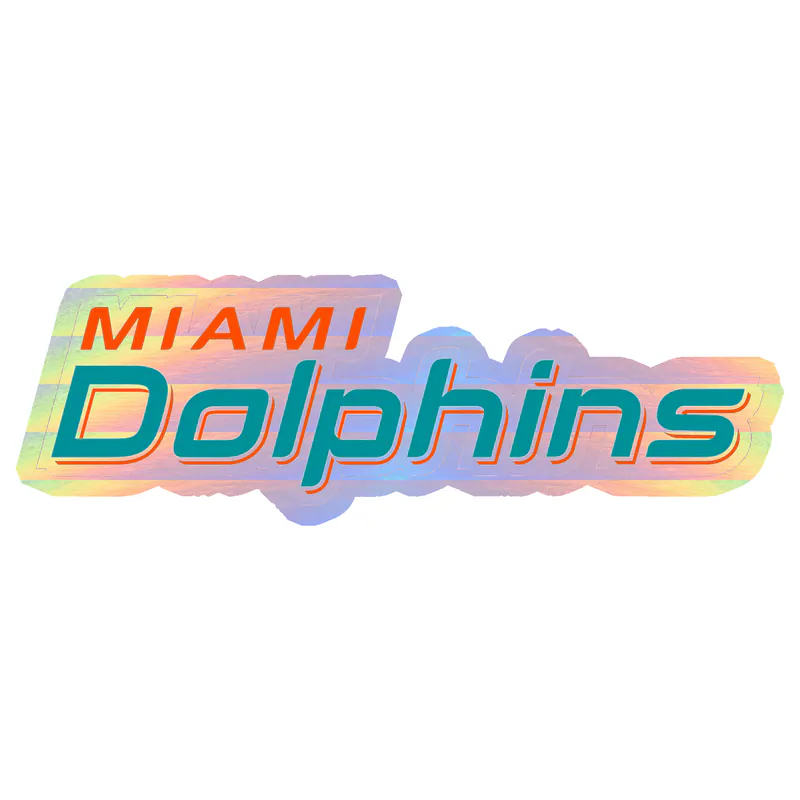 Miami Dolphins - Lettering - Image 1 - Holographic Vinyl Sticker - Custom Size