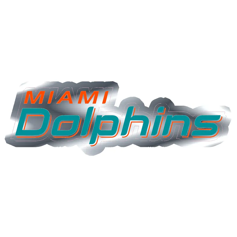 Miami Dolphins - Lettering - Image 1 - Silver Chrome Vinyl Sticker - Custom Size