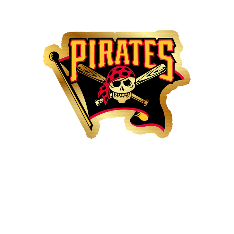 Pittsburgh Pirates - Pirate With Flag - Gold Chrome Vinyl Sticker - Custom Size