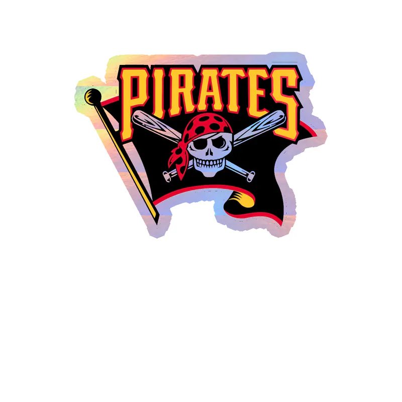 Pittsburgh Pirates - Pirate With Flag - Holographic Vinyl Sticker - Custom Size