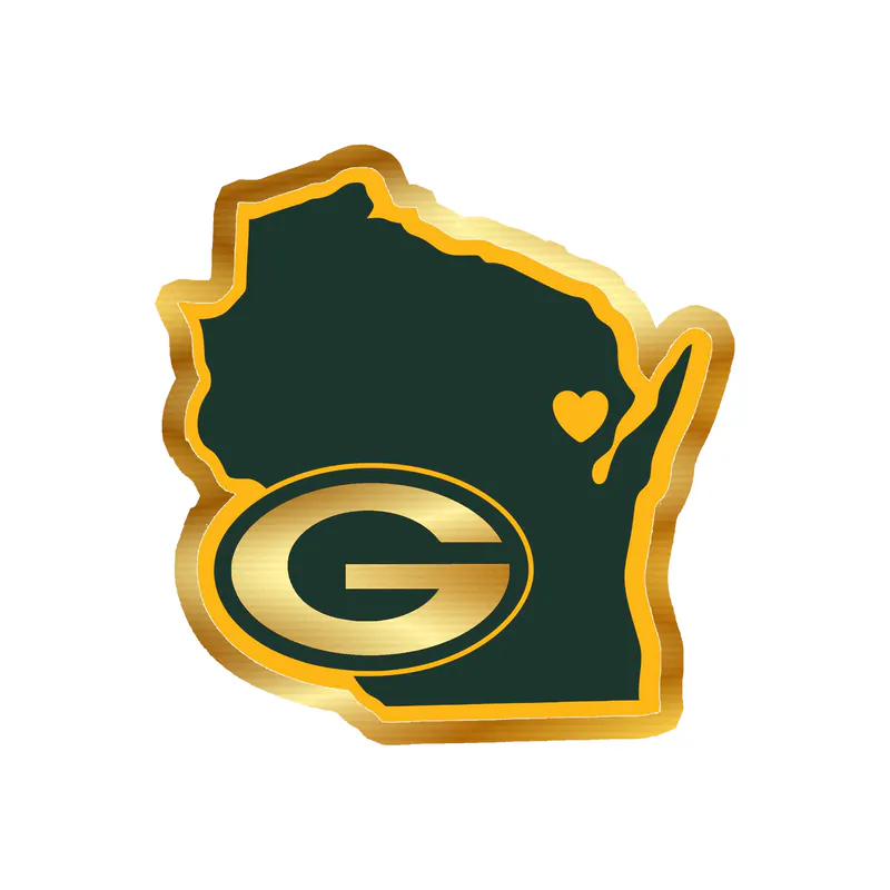 Green Bay Packers - State - Gold Chrome Vinyl Sticker - Custom Size