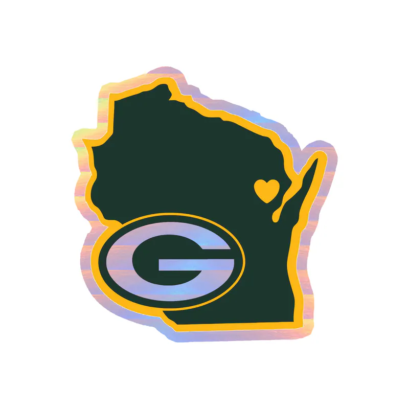 Green Bay Packers - State - Holographic Vinyl Sticker - Custom Size
