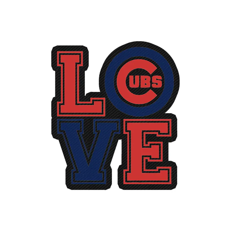 Chicago Cubs - Love - Carbon Fiber Vinyl Sticker - Custom Size