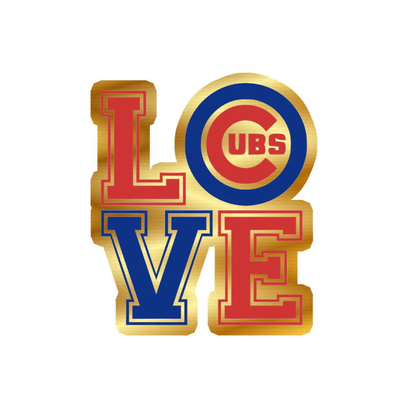 Chicago Cubs - Love - Gold Chrome Vinyl Sticker - Custom Size