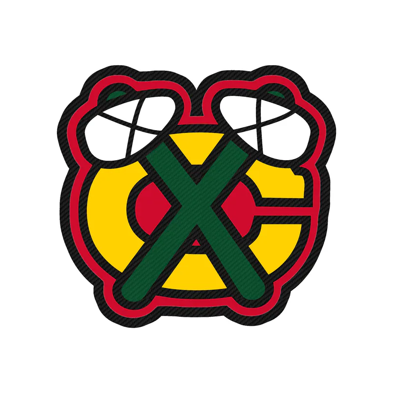 Chicago Blackhawks - Yellow C With Green Hatchets - Carbon Fiber Vinyl Sticker - Custom Size