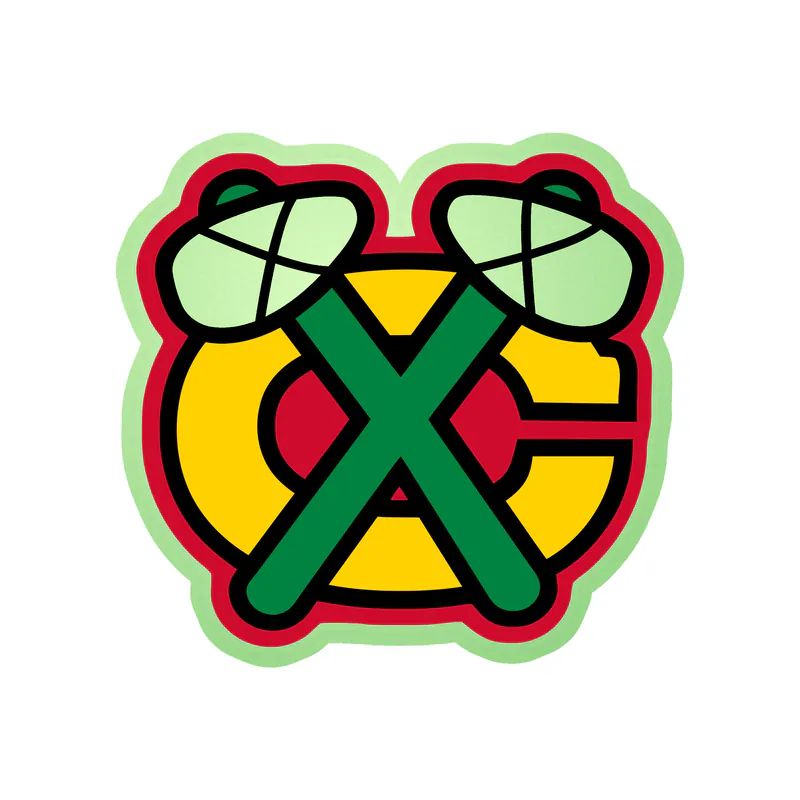 Chicago Blackhawks - Yellow C With Green Hatchets - Glow in the Dark Vinyl Sticker - Custom Size