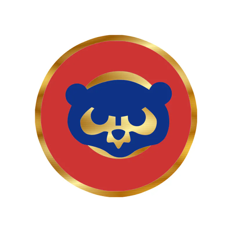 Chicago Cubs - Red Circle With Cub - Gold Chrome Vinyl Sticker - Custom Size