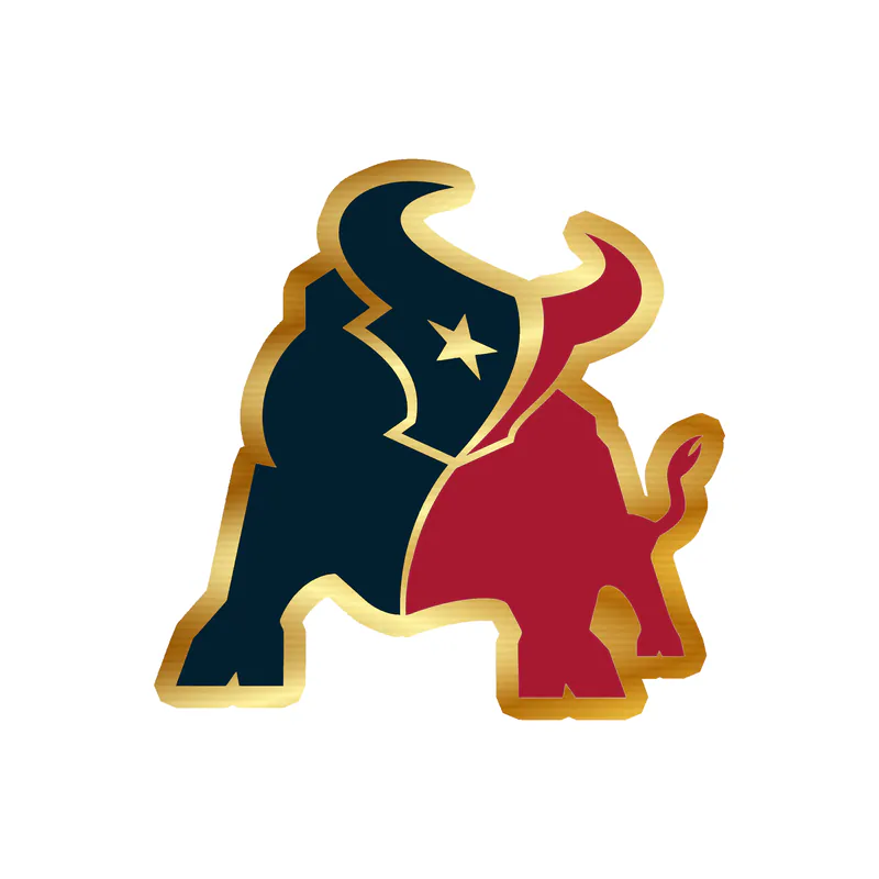 Houston Texans - Bull - Gold Chrome Vinyl Sticker - Custom Size