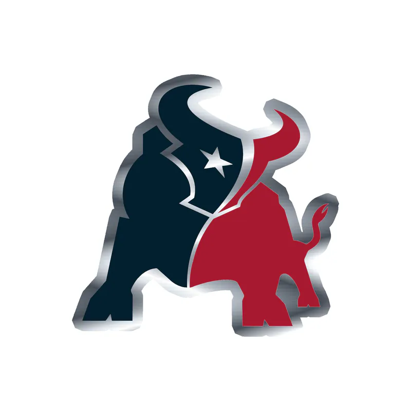 Houston Texans - Bull - Silver Chrome Vinyl Sticker - Custom Size