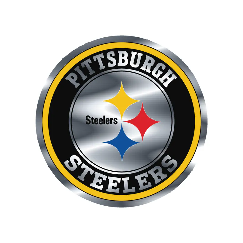 Pittsburgh Steelers - Yellow and Black Circle - Silver Chrome Vinyl Sticker - Custom Size