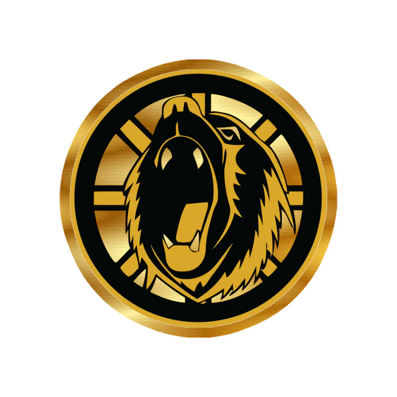 Boston Bruins - Circle With Bear's Head - Gold Chrome Vinyl Sticker - Custom Size