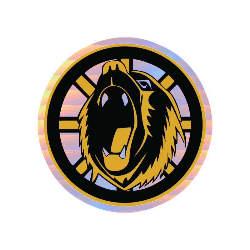 Boston Bruins - Circle With Bear's Head - Holographic Vinyl Sticker - Custom Size