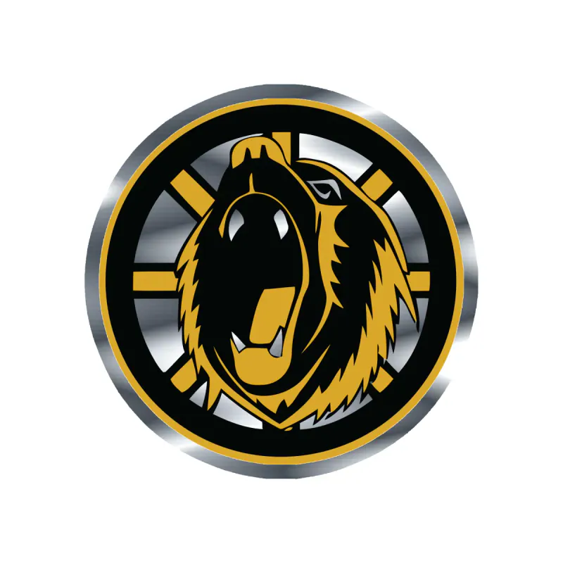 Boston Bruins - Circle With Bear's Head - Silver Chrome Vinyl Sticker - Custom Size