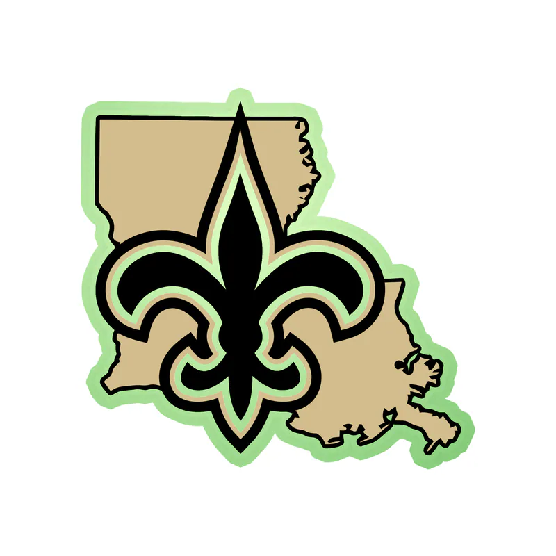 New Orleans Saints State Glow in the Dark Vinyl Sticker - Custom Size