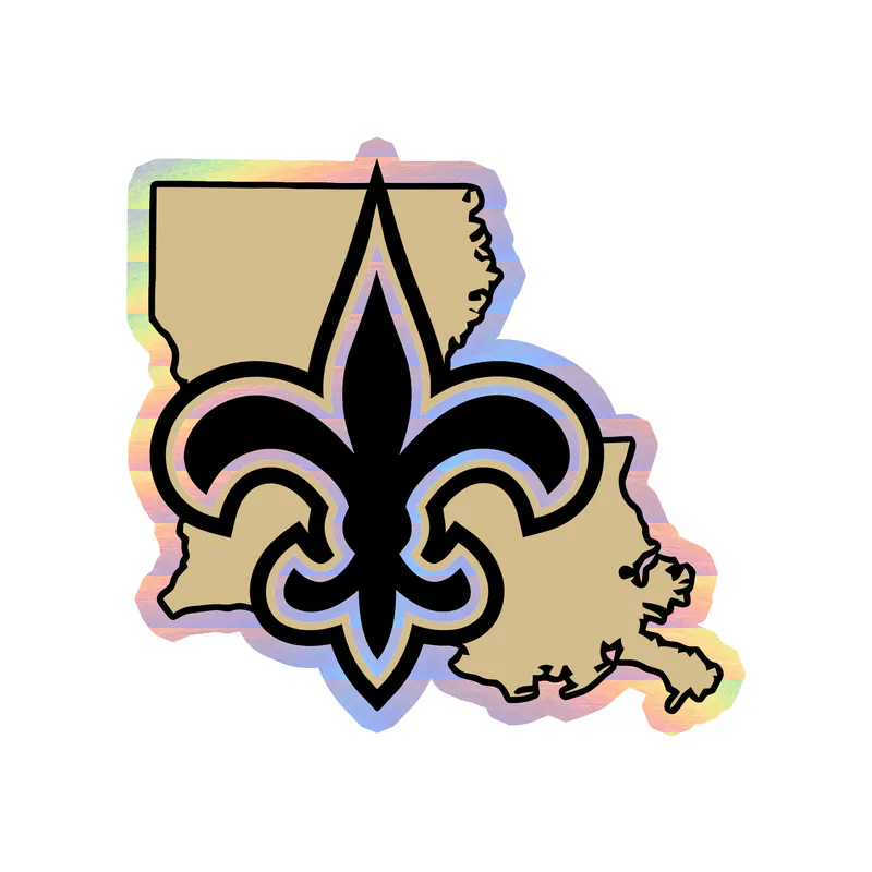 New Orleans Saints State Holographic Vinyl Sticker - Custom Size