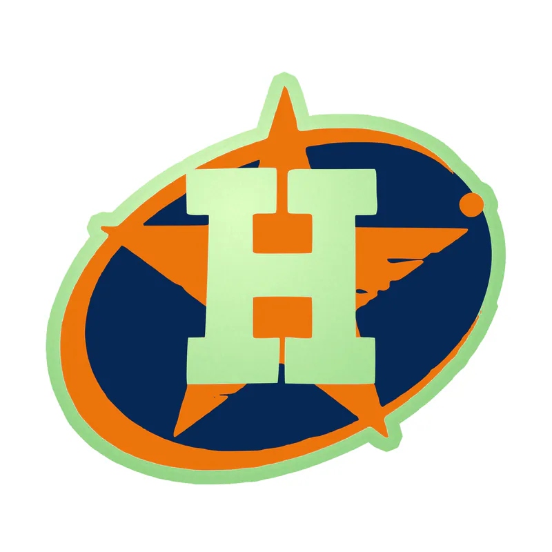 Houston Astros - Orange Heart with White H - Glow in the Dark Vinyl Sticker - Custom Size