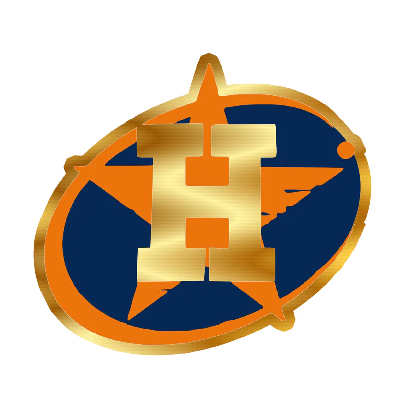 Houston Astros - Orange Heart with White H - Gold Chrome Vinyl Sticker - Custom Size