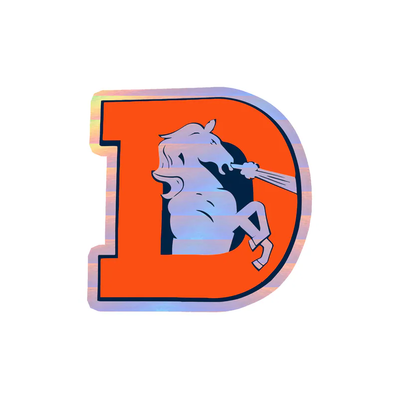 Denver Broncos - D - Image 1 - Holographic Vinyl Sticker - Custom Size