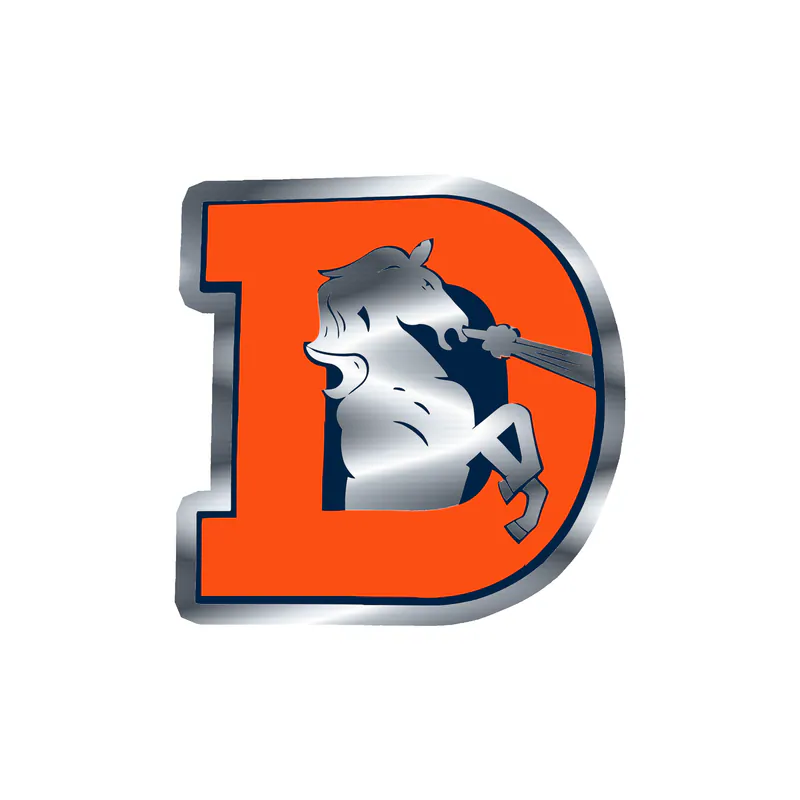 Denver Broncos - D - Image 1 - Silver Chrome Vinyl Sticker - Custom Size