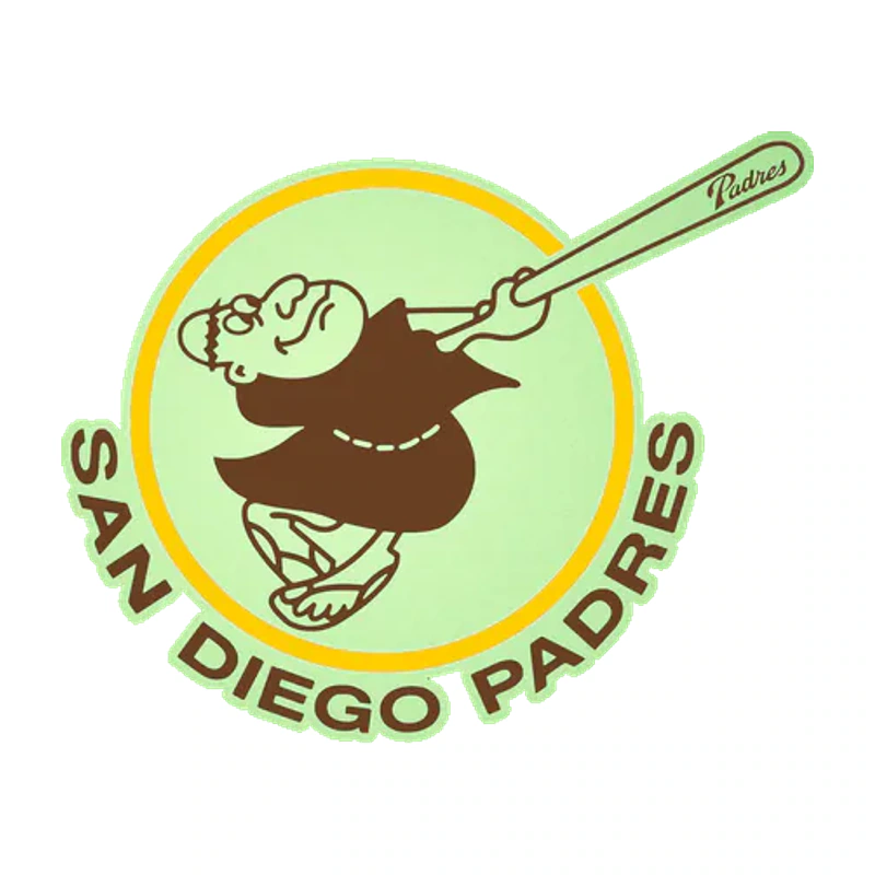 San Diego Padres - Circle With Swinging Friar - Glow in the Dark Vinyl Sticker - Custom Size