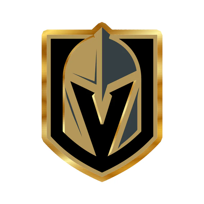 Vegas Golden Knights - Shield With Helmet - Gold Chrome Vinyl Sticker - Custom Size