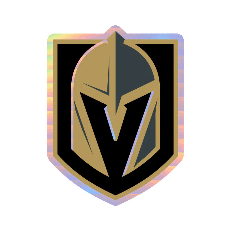 Vegas Golden Knights - Shield With Helmet - Holographic Vinyl Sticker - Custom Size