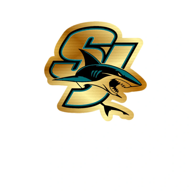 San Jose Sharks - SJ With Shark - Gold Chrome Vinyl Sticker - Custom Size