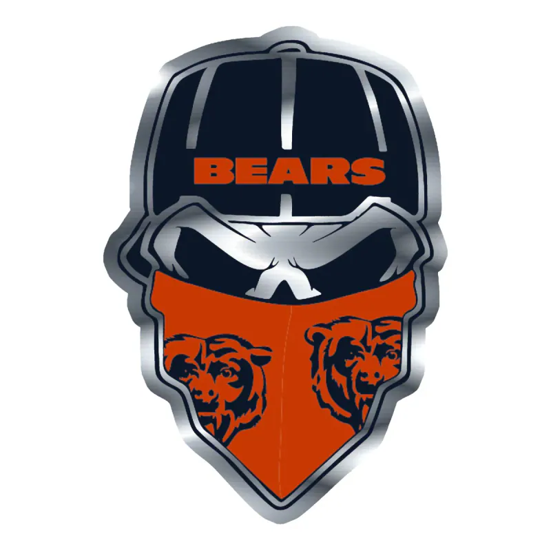 Chicago Bears - Bear Head - Image 11 - Silver Chrome Vinyl Sticker - Custom Size