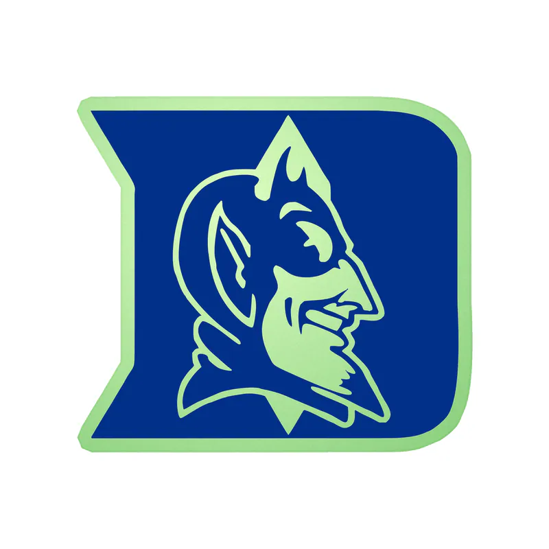 Duke Blue Devils - D with Devil - Glow in the Dark Vinyl Decal - Custom Size
