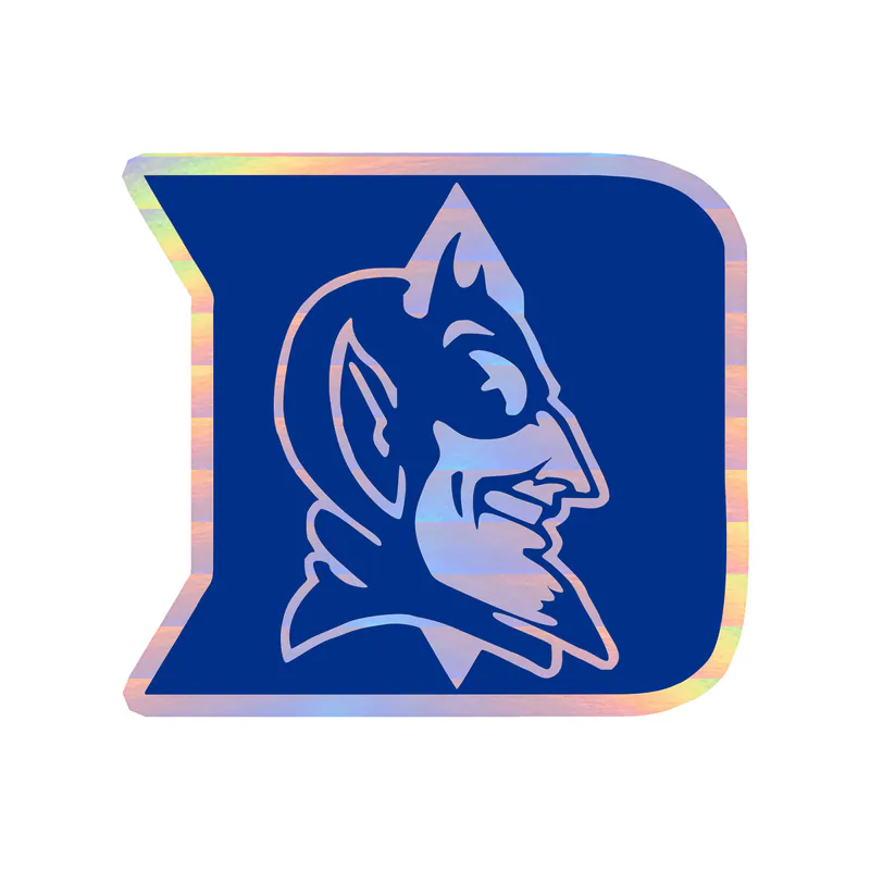 Duke Blue Devils - D with Devil - Holographic Vinyl Decal - Custom Size