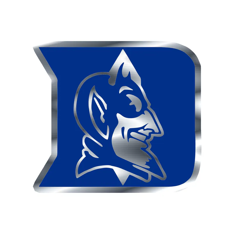 Duke Blue Devils - D with Devil - Silver Chrome Vinyl Decal - Custom Size