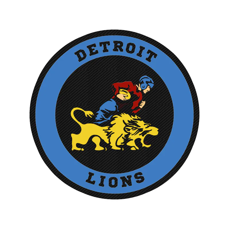 Detroit Lions - Circle With Lions Old Logo - Carbon Fiber Vinyl Sticker - Custom Size
