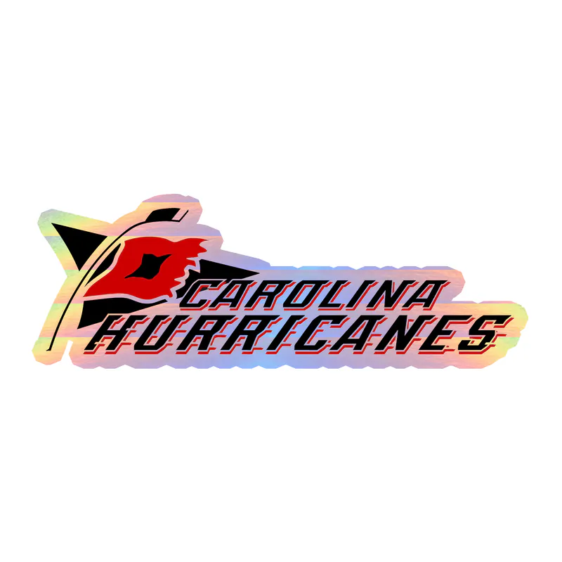 Carolina Hurricanes - Flag With Name - Holographic Vinyl Sticker - Custom Size