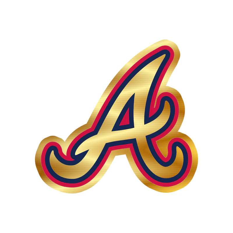 Atlanta Braves - White A - Gold Chrome Vinyl Sticker - Custom Size