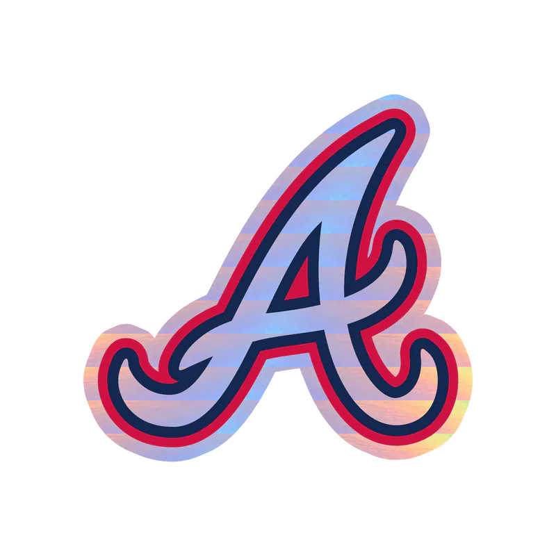 Atlanta Braves - White A - Holographic Vinyl Sticker - Custom Size