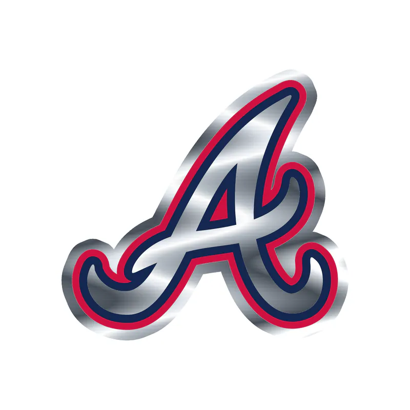 Atlanta Braves - White A - Silver Chrome Vinyl Sticker - Custom Size
