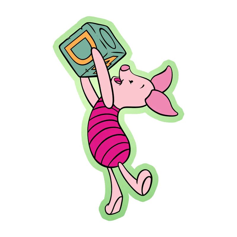 Winnie The Pooh - Piglet - Glow in the Dark Vinyl Sticker - Custom Size